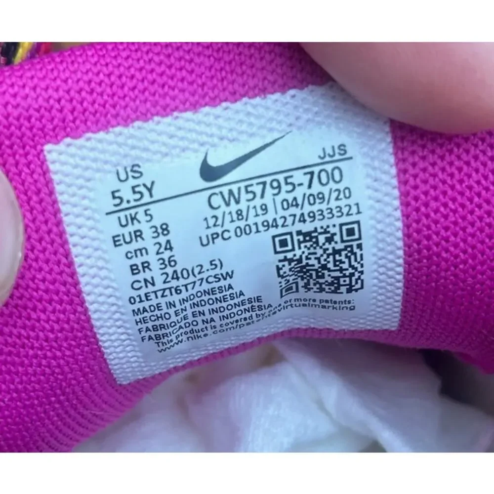 Nike Air Max 90 GS Volt Neon Green Pink Zigzag Swoosh Youth 5.5Y - Picture 8 of 8